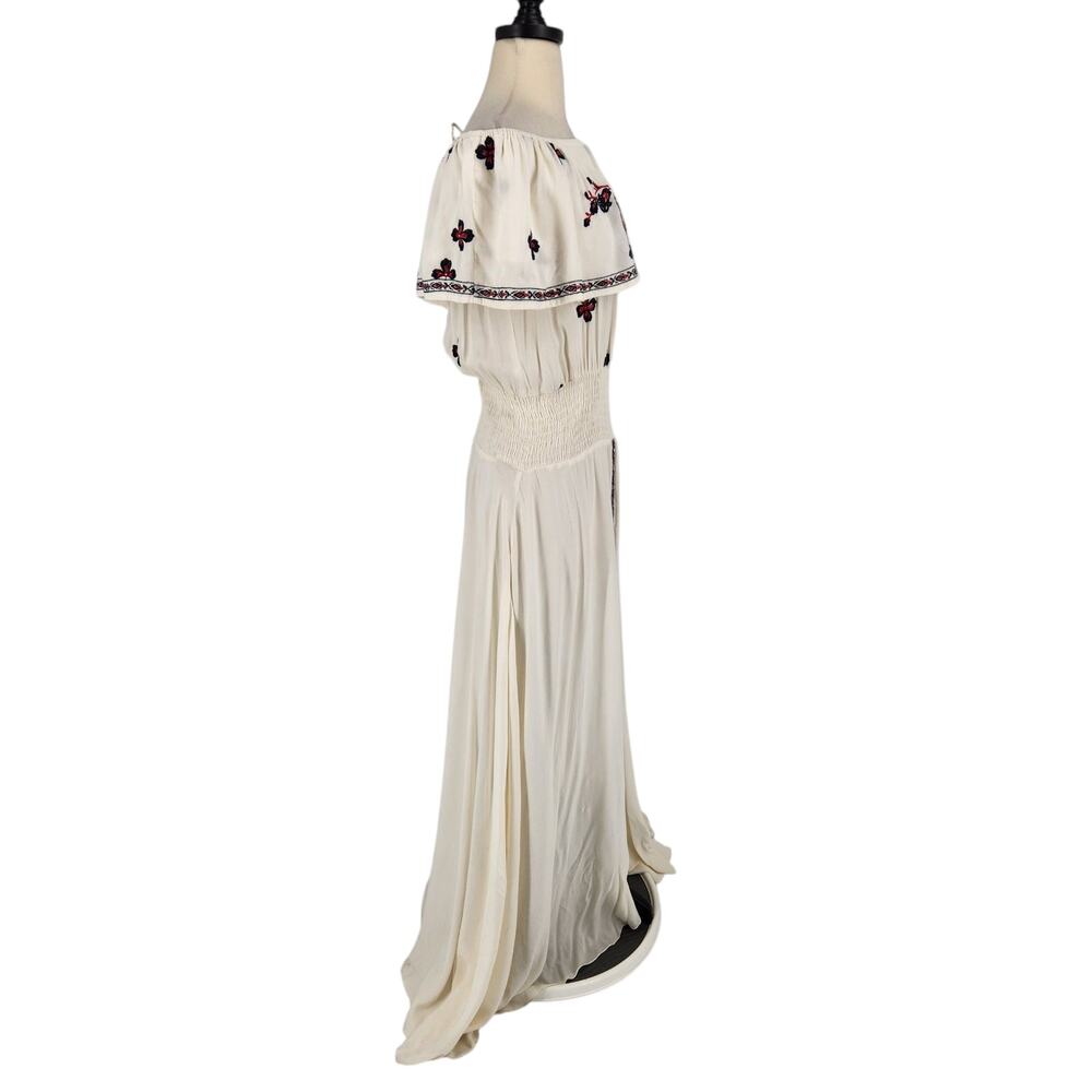 RAGA Off the Shoulder Ruffle Embroidered Maxi Dress Ivory Medium - Picture 7 of 11